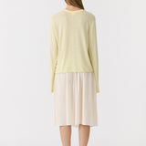 Bassike Boxy Wide Sleeve Long Sleeve T-Shirt in Pale Yellow Marl - styled look