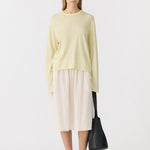 Bassike Boxy Wide Sleeve Long Sleeve T-Shirt in Pale Yellow Marl - outfit inspiration