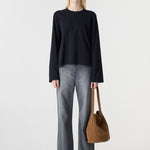 Bassike Boxy Wide Slv T-Shirt in Black