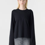 Bassike Boxy Wide Slv T-Shirt in Black - side view