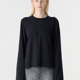 Bassike Boxy Wide Slv T-Shirt in Black - side view