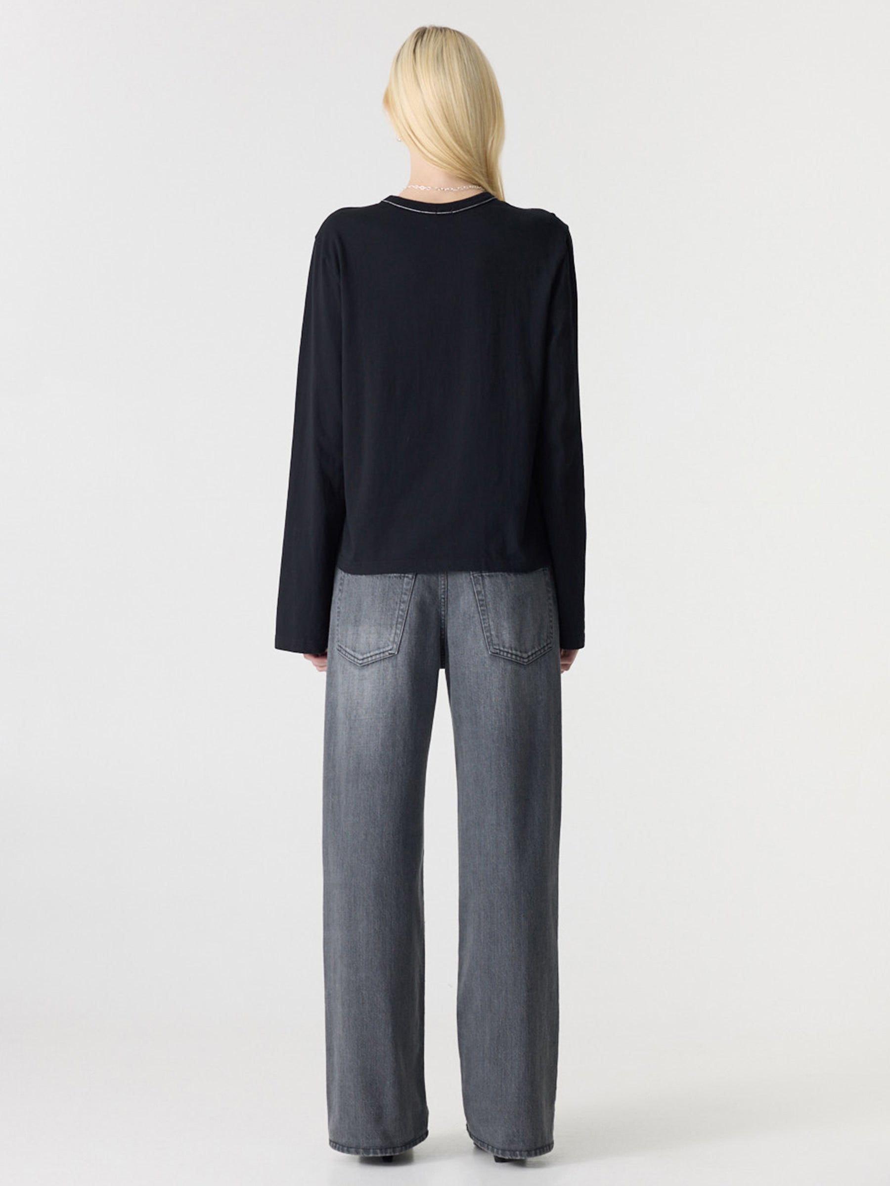Bassike Boxy Wide Slv T-Shirt in Black - styled look