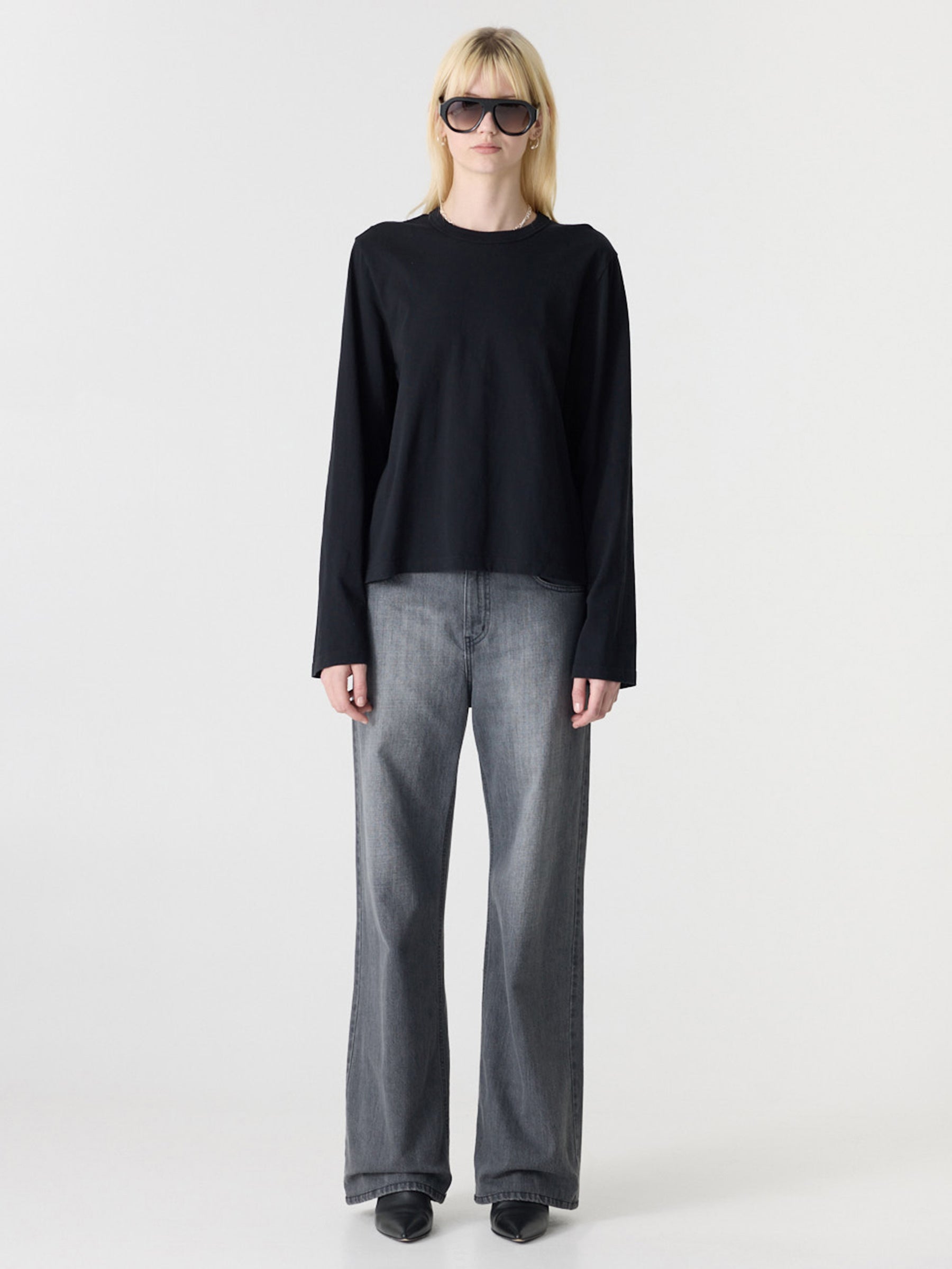 Bassike Boxy Wide Slv T-Shirt in Black - outfit inspiration