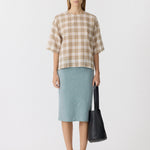 Bassike Check Boxy Top in Taupe Check