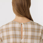 Bassike Check Boxy Top in Taupe Check - styled look