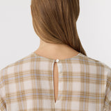 Bassike Check Boxy Top in Taupe Check - styled look