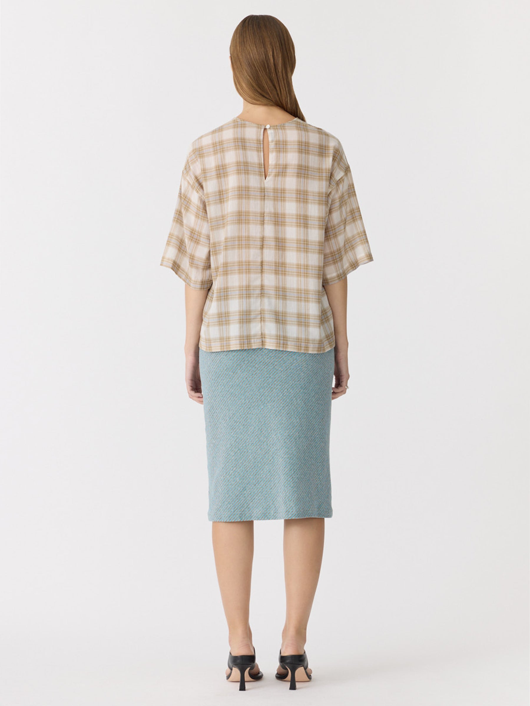 Bassike Check Boxy Top in Taupe Check - outfit inspiration