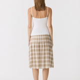 Bassike Check Pleat Pintstitch Skirt in Taupe Check - outfit inspiration