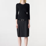 Bassike Crushed Cotton Box Pleat Skirt in Black