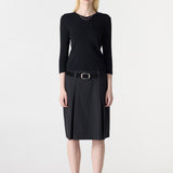 Bassike Crushed Cotton Box Pleat Skirt in Black