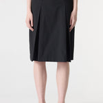 Bassike Crushed Cotton Box Pleat Skirt in Black - side view
