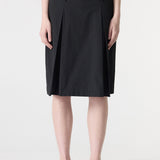 Bassike Crushed Cotton Box Pleat Skirt in Black - side view