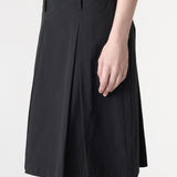 Bassike Crushed Cotton Box Pleat Skirt in Black - detail view