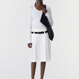 Bassike Crushed Cotton Box Pleat Skirt in Natural - side view