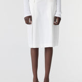 Bassike Crushed Cotton Box Pleat Skirt in Natural - detail view