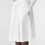 Bassike Crushed Cotton Box Pleat Skirt in Natural - styled look