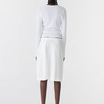 Bassike Crushed Cotton Box Pleat Skirt in Natural - close up
