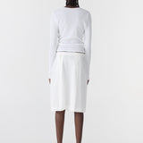 Bassike Crushed Cotton Box Pleat Skirt in Natural - close up