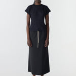 Bassike Crushed Cotton Minimal Skirt in Black - side view