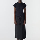 Bassike Crushed Cotton Minimal Skirt in Black - side view