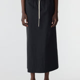 Bassike Crushed Cotton Minimal Skirt in Black - detail view