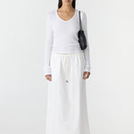 Bassike Crushed Cotton Minimal Skirt in Natural - side view
