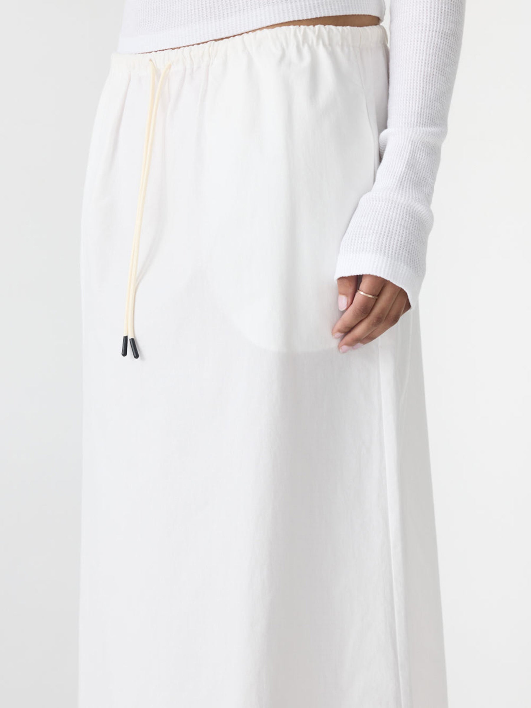 Bassike Crushed Cotton Minimal Skirt in Natural - styled look