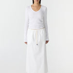 Bassike Crushed Cotton Minimal Skirt in Natural - close up
