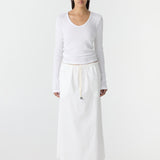 Bassike Crushed Cotton Minimal Skirt in Natural - close up