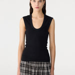 Bassike Essential Scoop Tank in Black - side view