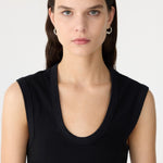 Bassike Essential Scoop Tank in Black - styled look