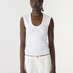 Bassike Essential Scoop Tank in White - side view