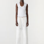 Bassike Essential Scoop Tank in White - detail view