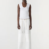 Bassike Essential Scoop Tank in White - detail view