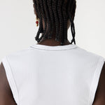 Bassike Essential Scoop Tank in White - styled look