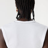 Bassike Essential Scoop Tank in White - styled look