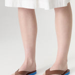 Bassike Leather Minimal Flip Flop in Brown and Blue - detail view