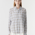 Bassike Light Check Boxy Shirt in Blue Check - side view