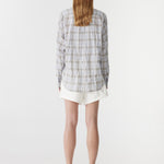 Bassike Light Check Boxy Shirt in Blue Check - styled look