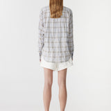 Bassike Light Check Boxy Shirt in Blue Check - styled look