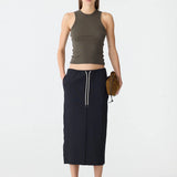 Bassike Stretch Twill Minimal Skirt in Black