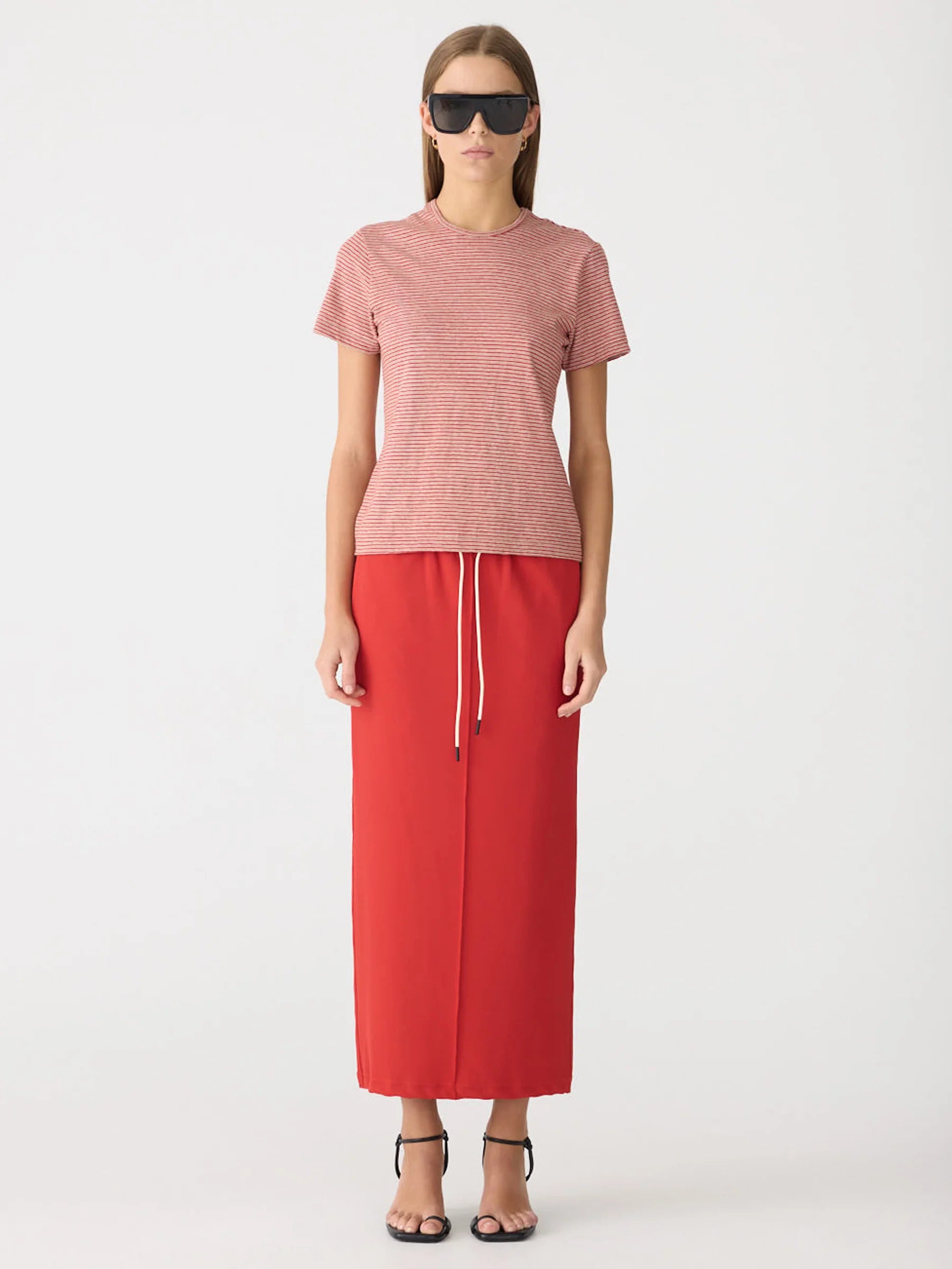 Bassike Stretch Twill Minimal Skirt Tomato