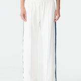 Bassike Double Stripe Wide Leg Pant in White and Cobalt and Ink