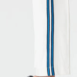 Bassike Double Stripe Wide Leg Pant in White and Cobalt and Ink