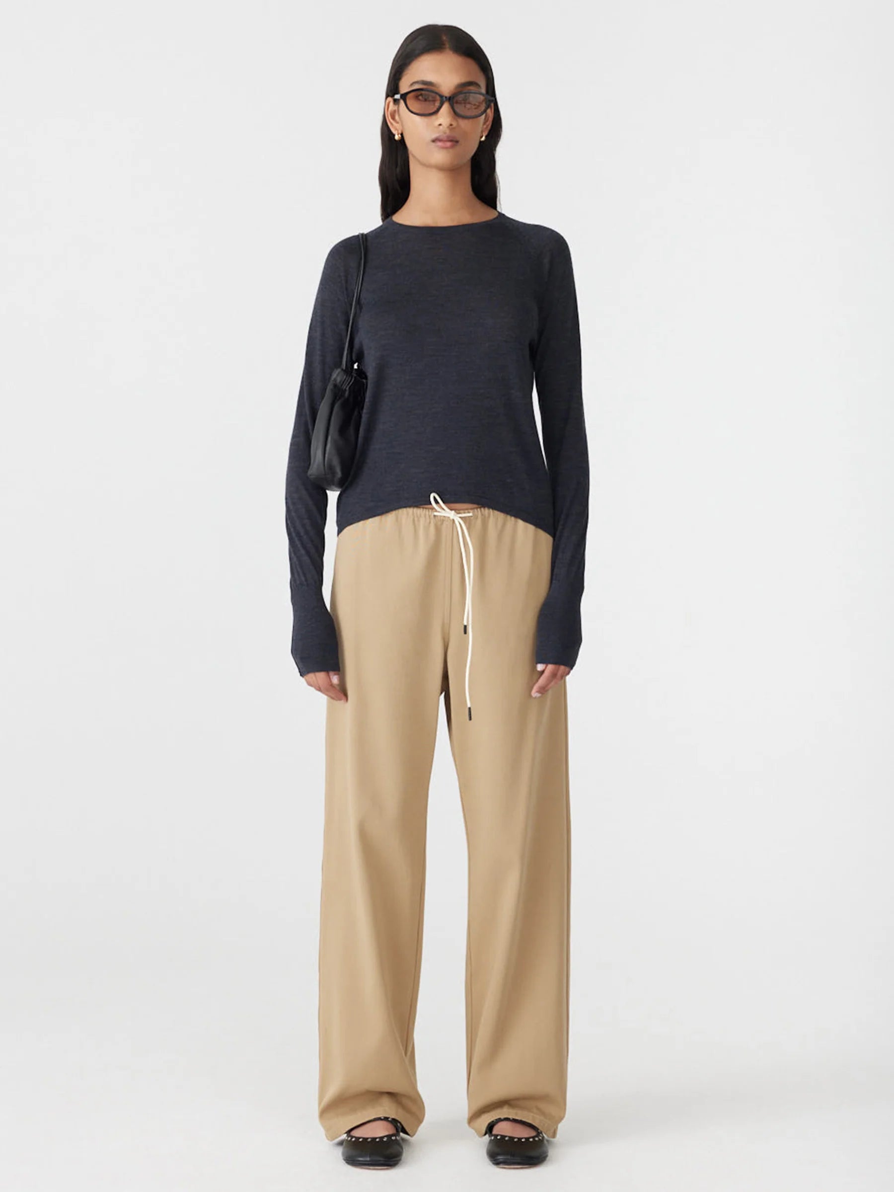 Bassike Pull On Minimal Pant in Tan
