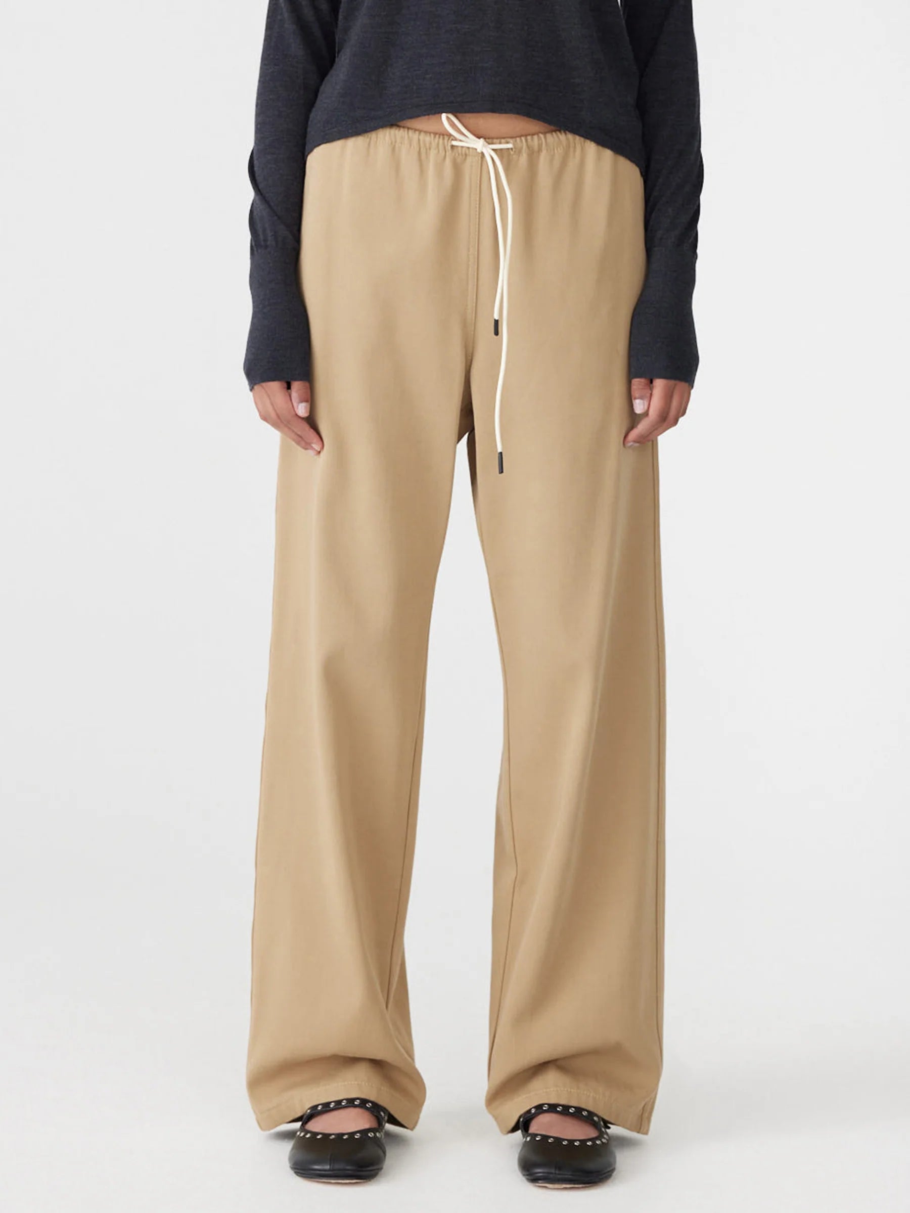 Bassike Pull On Minimal Pant in Tan