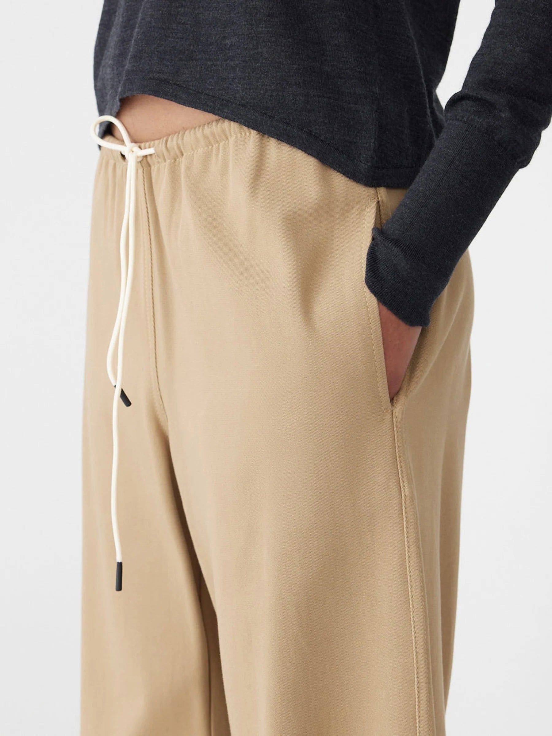 Bassike Pull On Minimal Pant in Tan