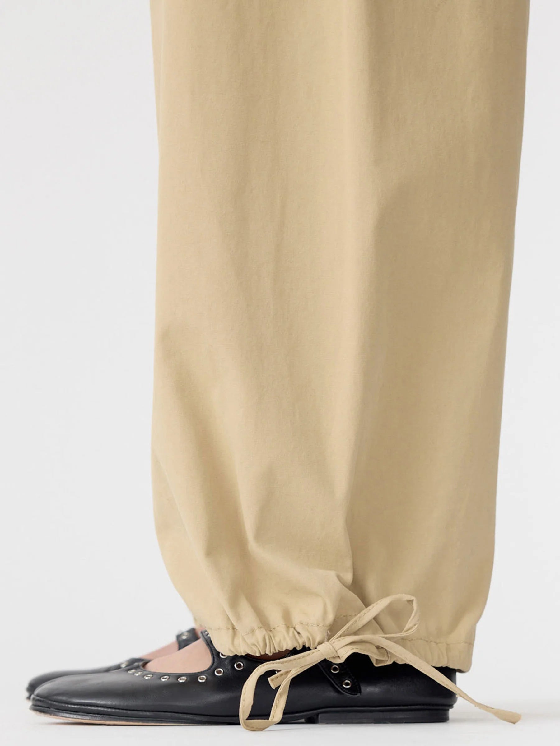 Bassike Drawstring Detail Pull On Pant in Tan