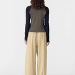 Bassike Drawstring Detail Pull On Pant in Tan