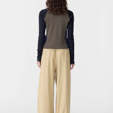 Bassike Drawstring Detail Pull On Pant in Tan